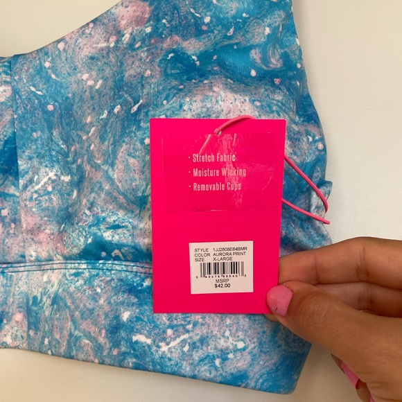 Juicy Couture Sports Bra Aurora Print Twist Back & High Waisted Leggings Size XL - Picture 14 of 16